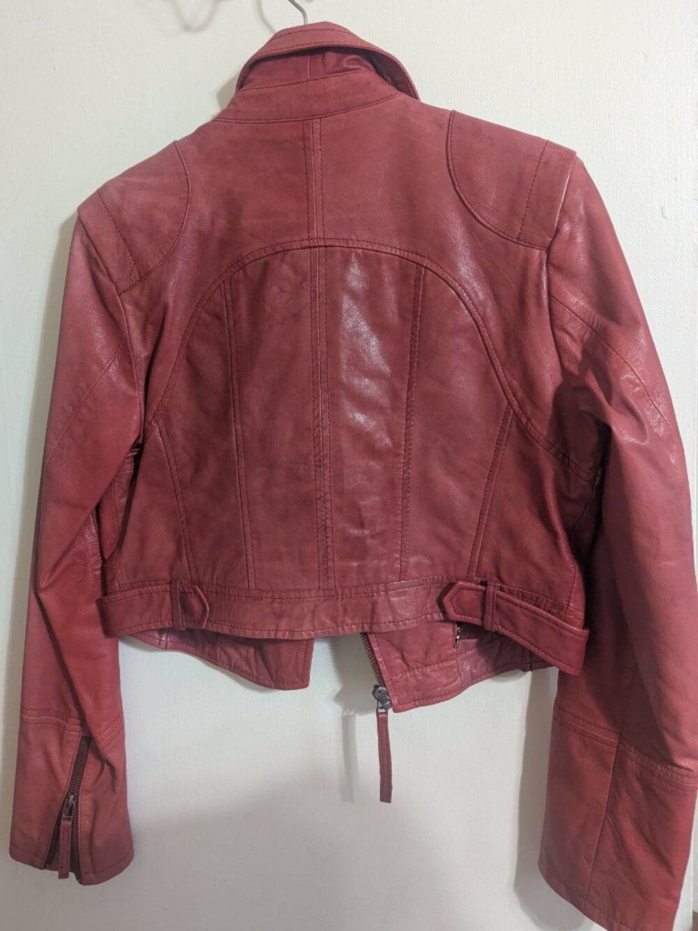 Black Rivet Women Size M Red Leather Jacket - Picture 3 of 13